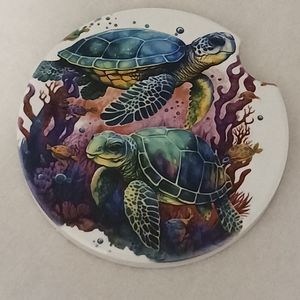 Homemade sea turtle car coasters